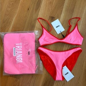 Triangl Swimwear Neon Pink and Red Bikini